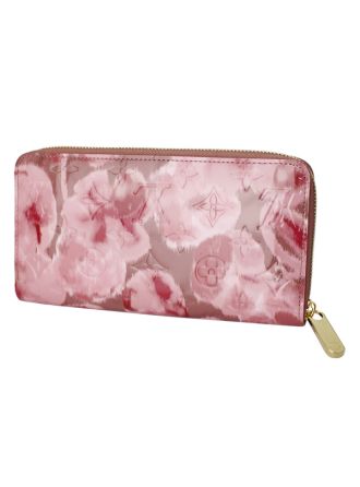 #M90020 Louis Vuitton Monogram Vernis Embossed Zippy Wallet Suede Rose