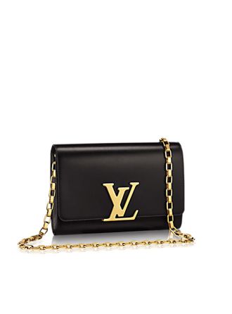 #M94335 Louis Vuitton 2015 Calfskin Louise Chaîne Clutch-Black