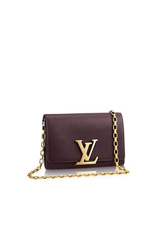 #M94623 Louis Vuitton 2015 Calfskin Louise Chaîne Clutch-BROWN
