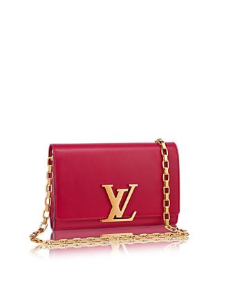 #M94648 Louis Vuitton 2015 Calfskin Louise Chaîne Clutch-Framboise