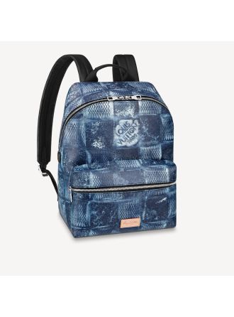 #N50060 Louis Vuitton Damier Salt Canvas Discovery Backpack-Ocean Blue
