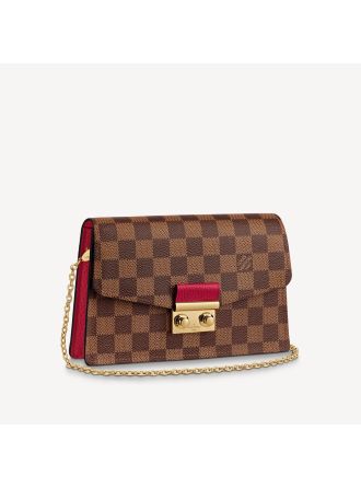 #N60288 Louis Vuitton Damier Ebene Croisette Chain Wallet-Red