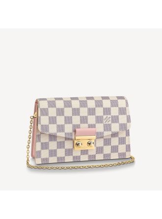 #N60357 Louis Vuitton Damier Azur Croisette Chain Wallet-Rose