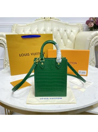 #N99487 Louis Vuitton Brilliant Alligator leather Petit Sac Plat Bag-Green