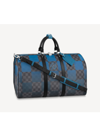 #N40410 Louis Vuitton Blue Damier Graphite Giant Keepall Bandouliere 50